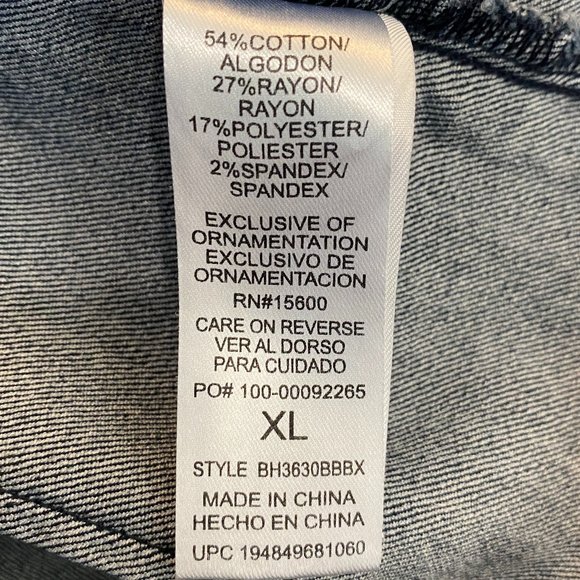 Democracy Denim Boho Trucker Western Military Faded Shirt Jacket Shacket-XL - Picture 15 of 16